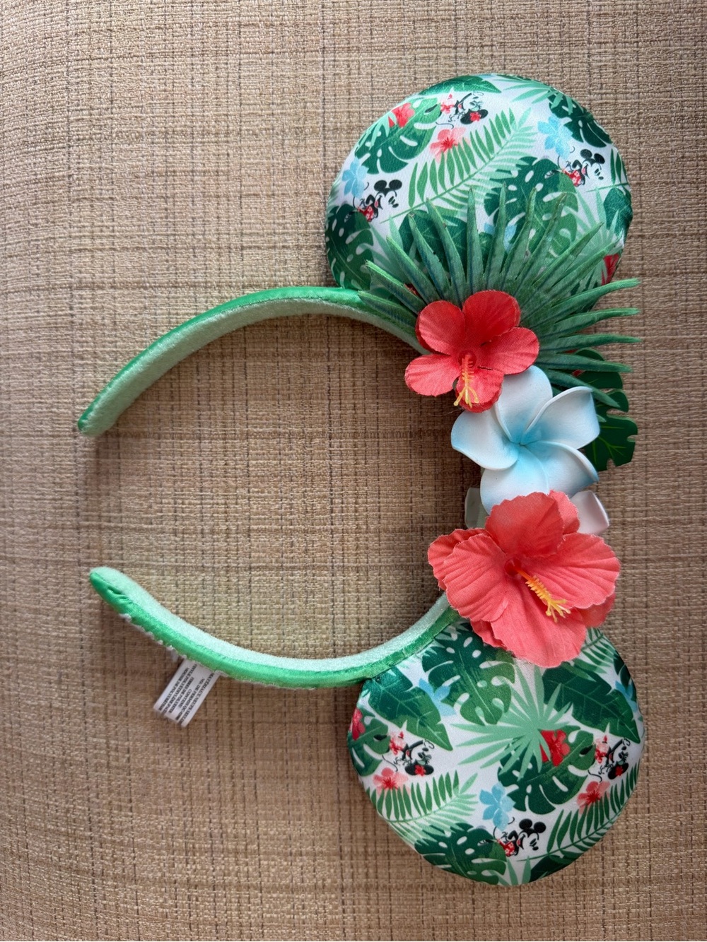 Disney Tropical Floral Minnie Ears Headband - Green, Red, White, Blue